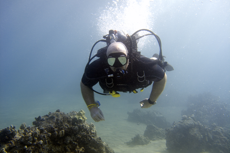 Shane deep sea diving.